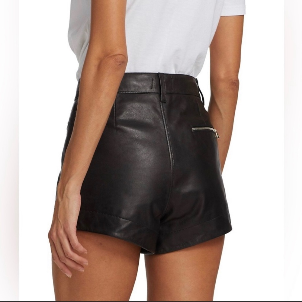 7 For All Mankind Black Leather Shorts Size 28 (NWT) - Picture 2 of 5